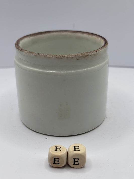 Small stained & crazed stoneware pot (ee)