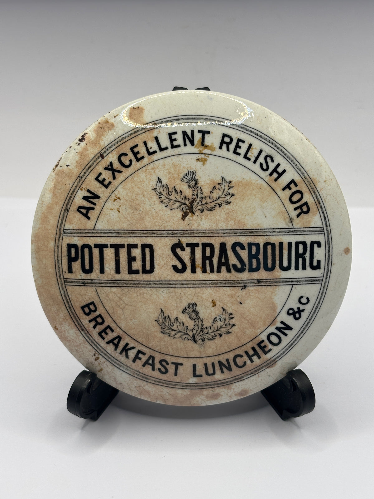 Old advertising lid, Potted Strasbourg breakfast luncheon