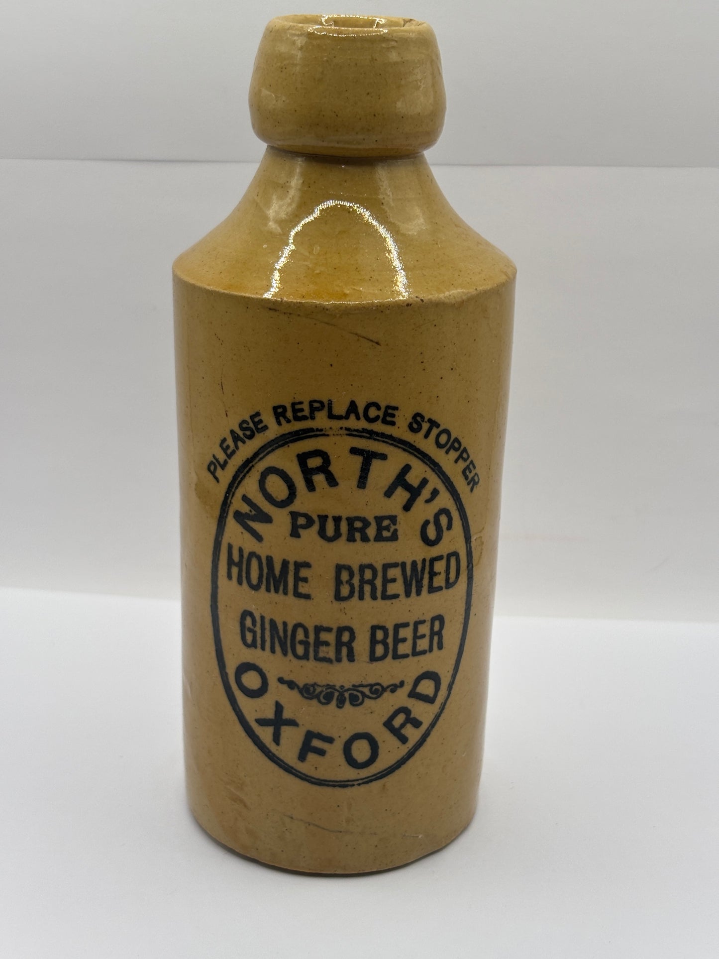 Old stoneware ginger beer bottle, Norths home brewed ginger beer, Oxford