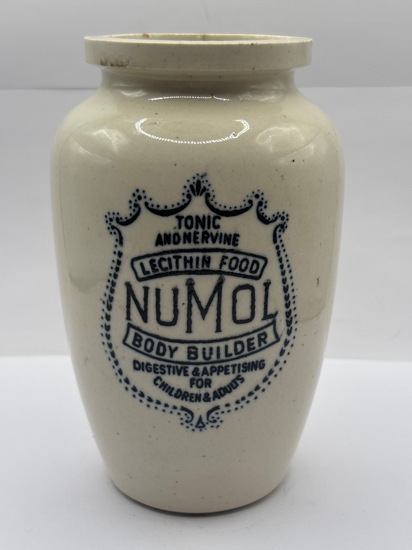 Old advertising jar, Numol body builder