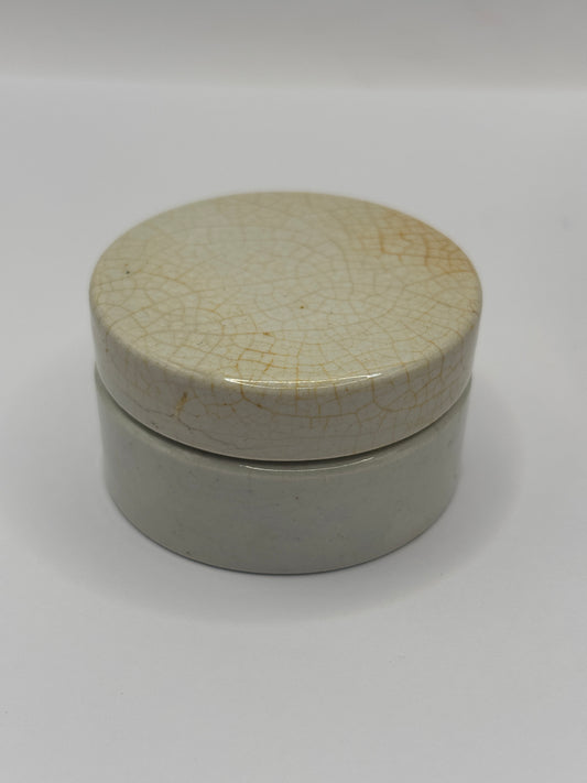 Old mini plain stoneware pot lid and base