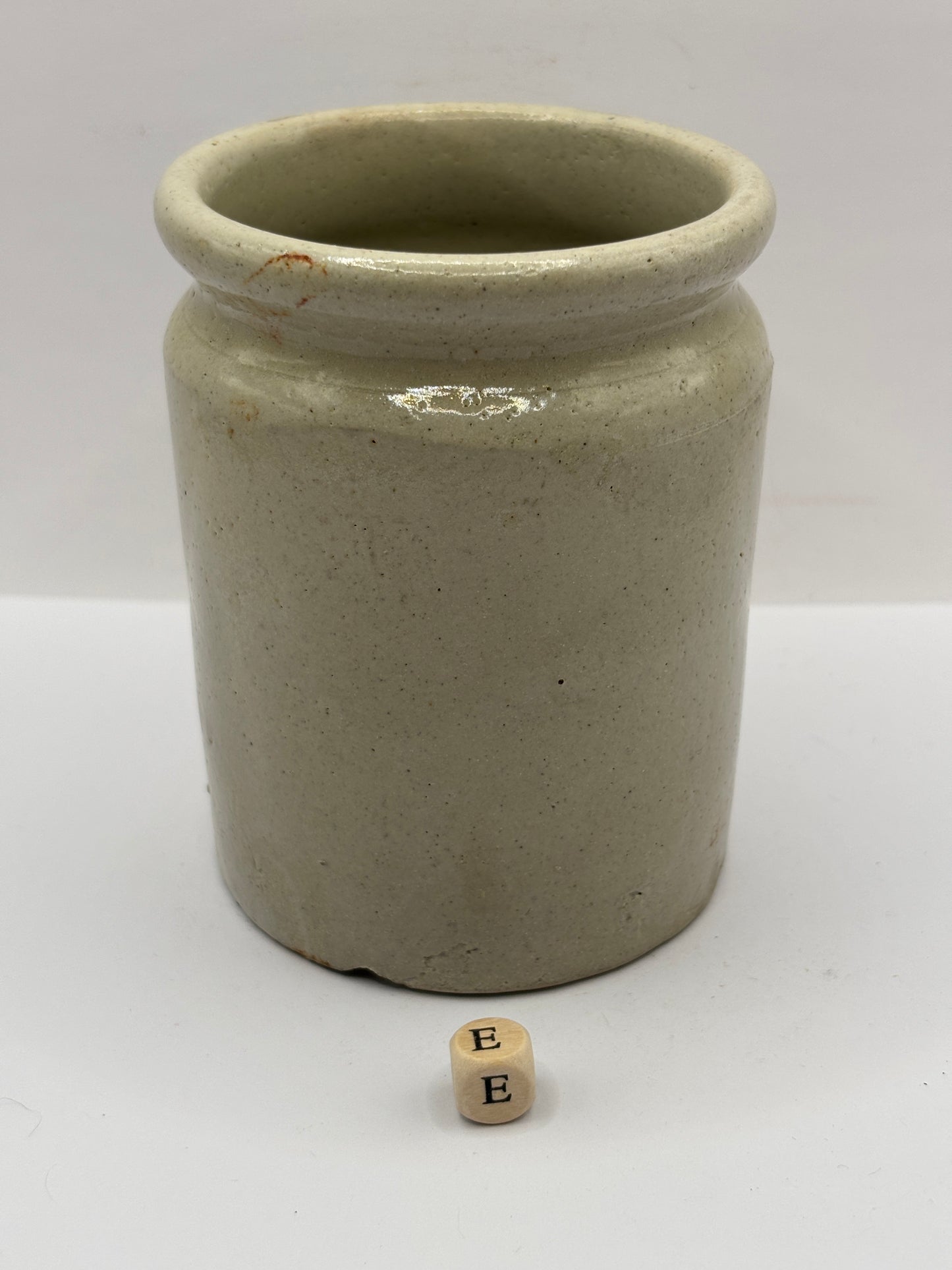 Old 1lb rolled top stoneware jam pot (e) Golden shred brand