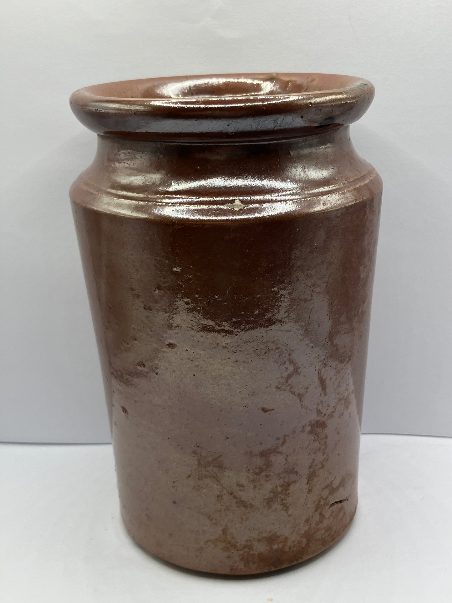 Brown stoneware jar