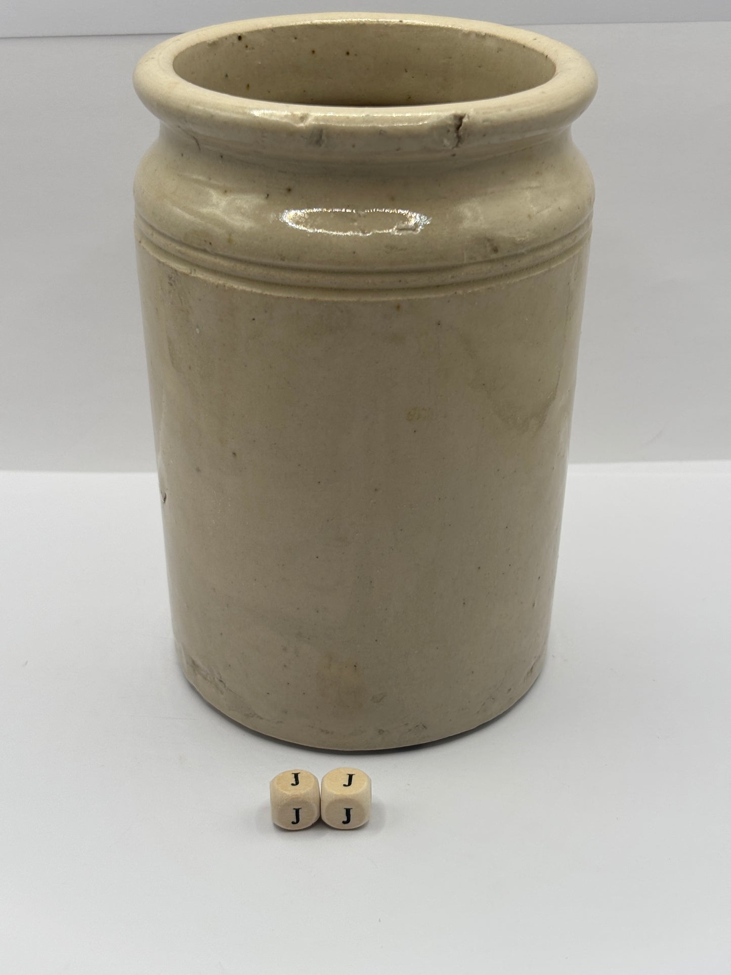 Old 2lb rolled top stoneware jam & marmalade pot (JJ)
