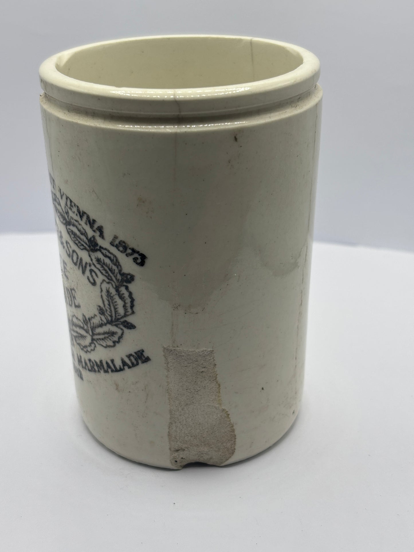 Old 1lb James Keiller Dundee marmalade jar. Damaged