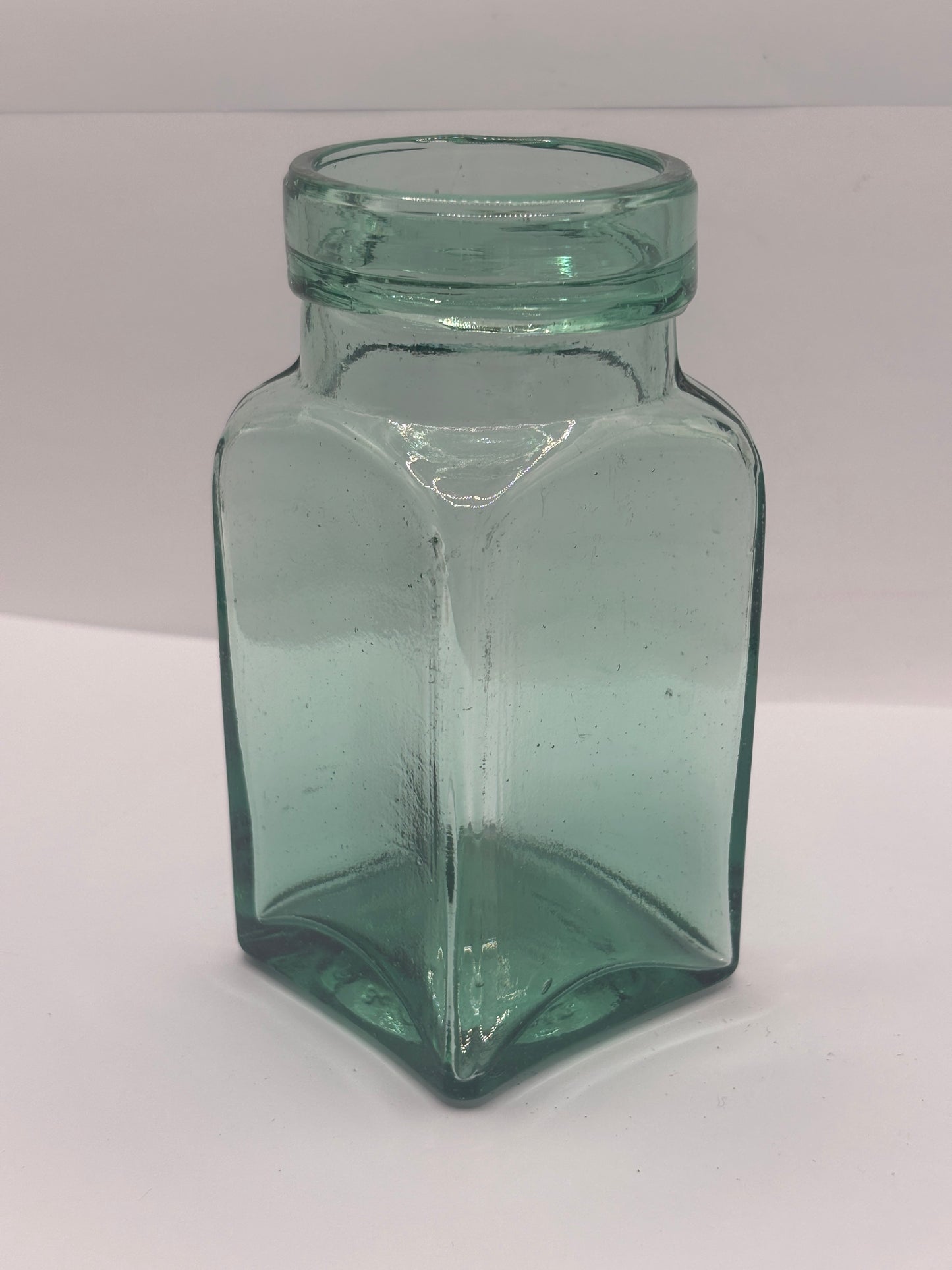 Old aqua glass pickle jar