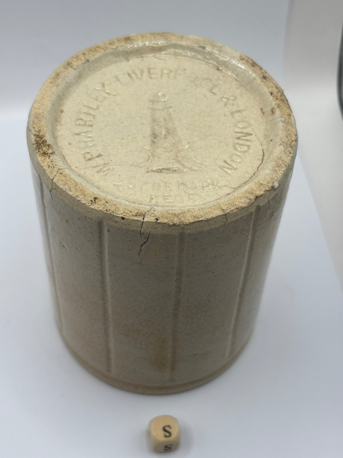 Old 1lb ribbed stoneware jam pot (s) Hartleys