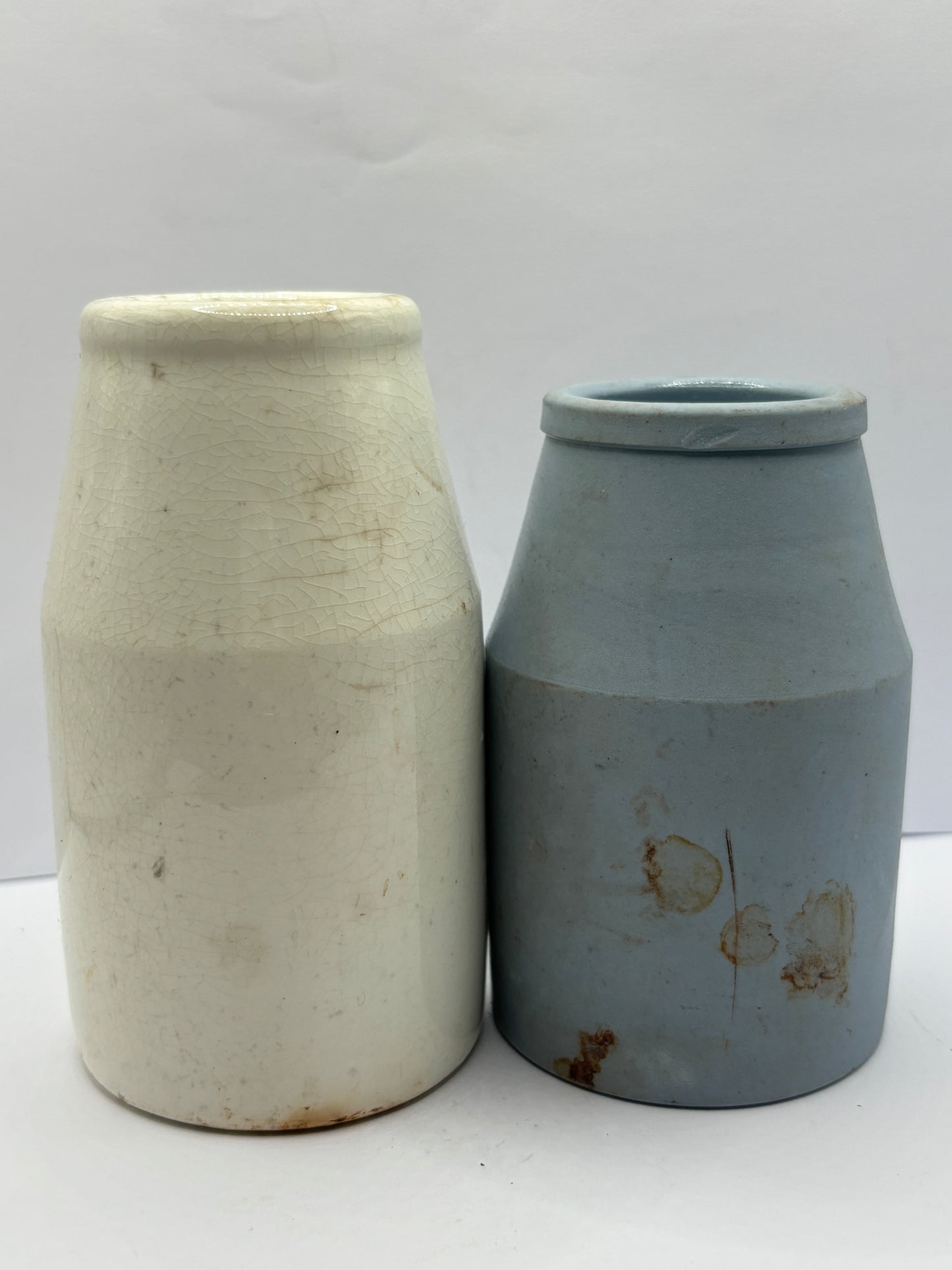 2 old stoneware pots, creamers.