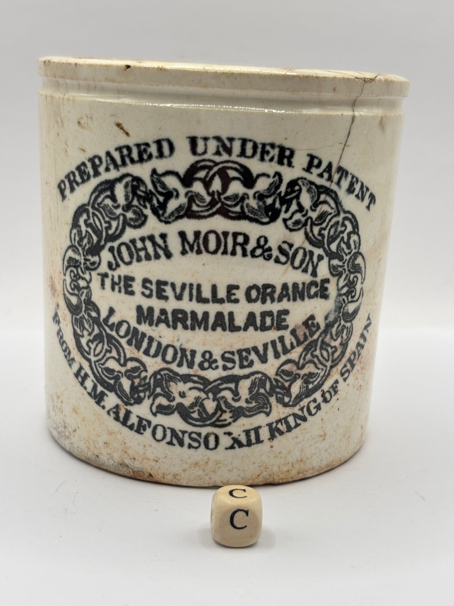 Old rare 1lb John Moirs marmalade jar, seville orange marmalade (c)