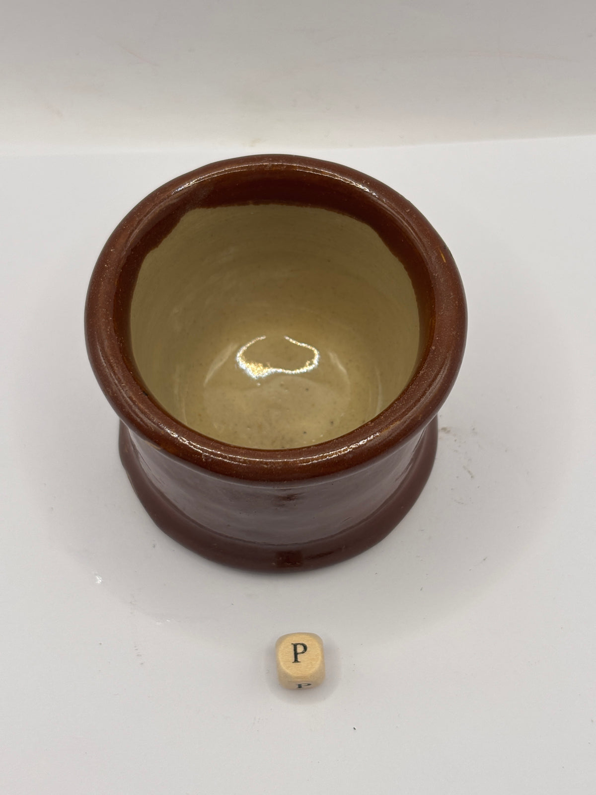 Old brown stoneware cream pot (P)