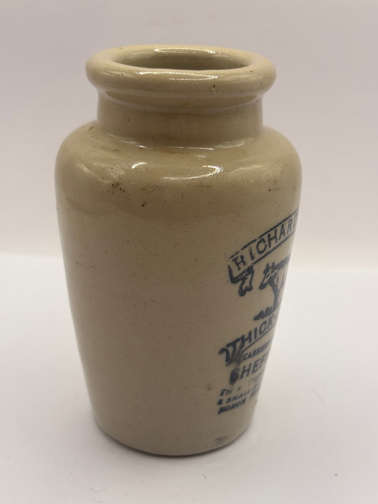 Old advertising cream pot. Richardsons thick cream, Sheffield