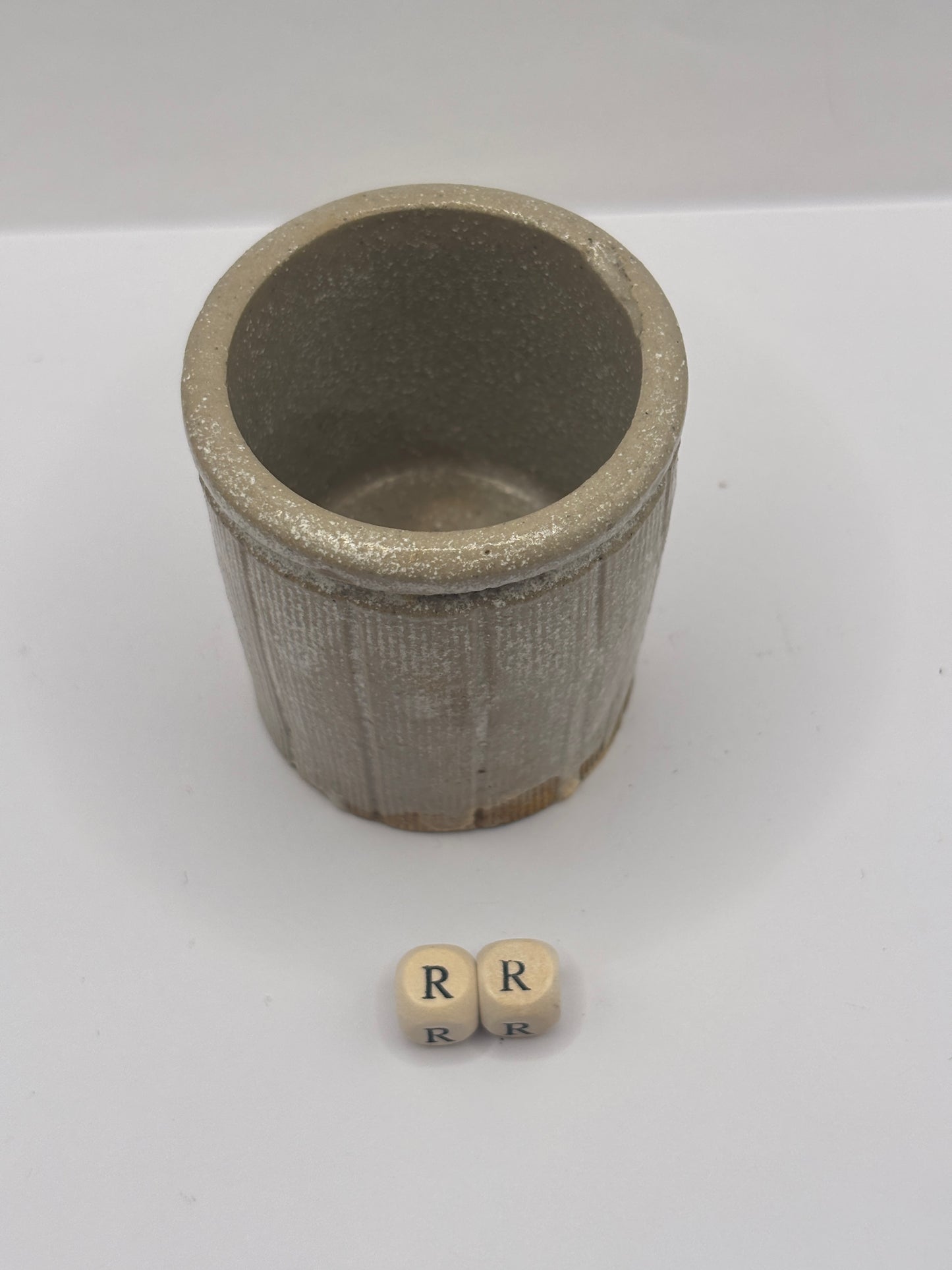 Old mini ribbed stoneware jam pot (RR)