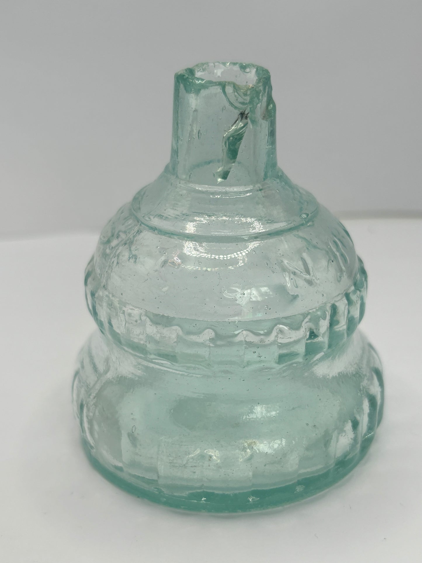 Small aqua Sunbright glass oil lamp