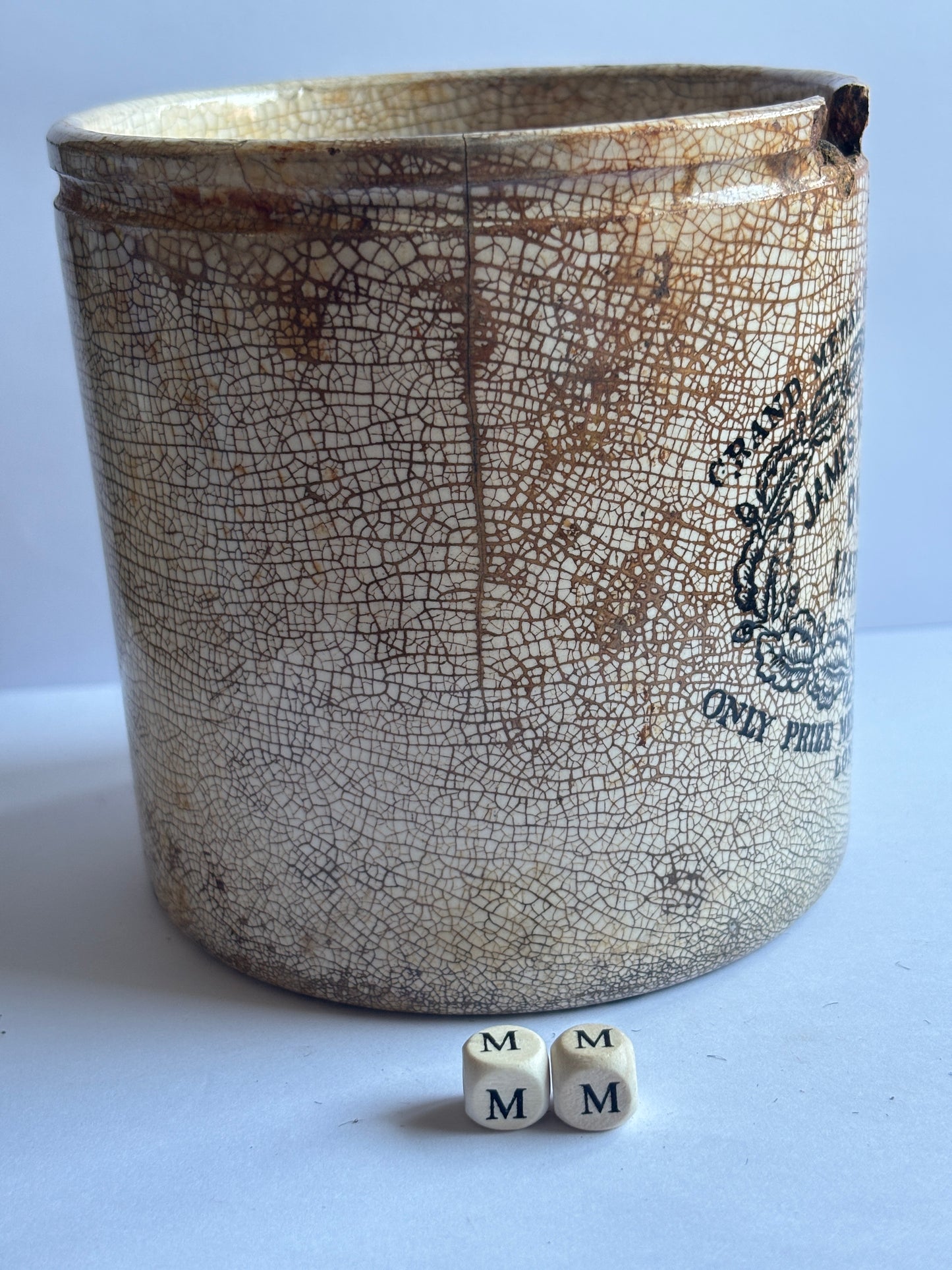 Old 2lb James Keiller dundee marmalade jar (MM) damaged