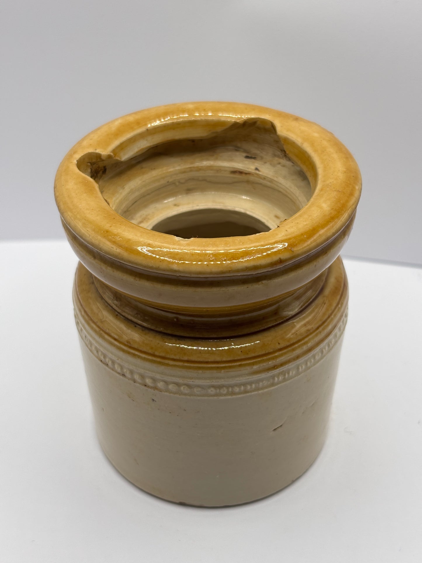 Old plain stoneware caviar pot
