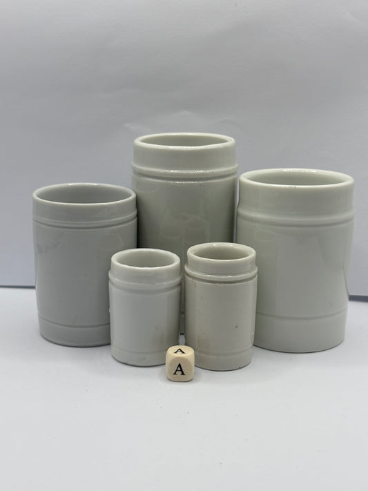 5 small white stoneware pots (A)