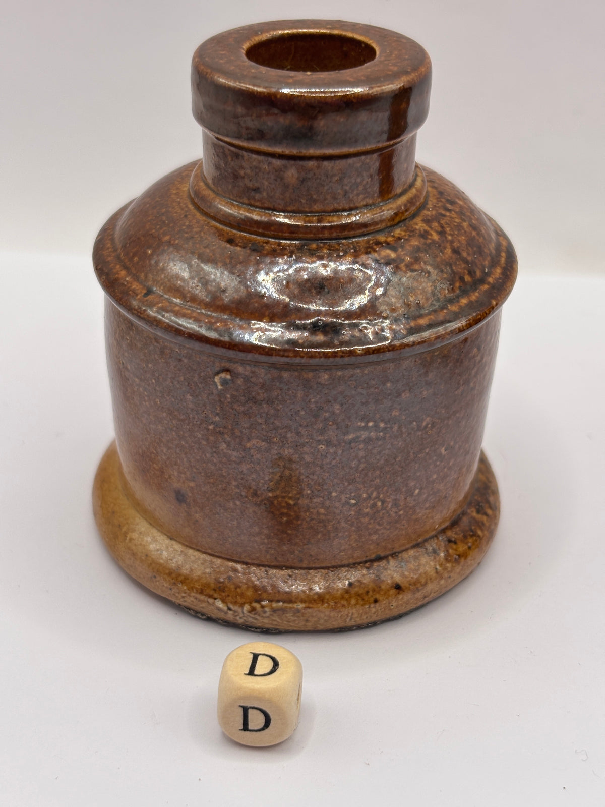 Old stoneware ink bottle, inkwell (D)