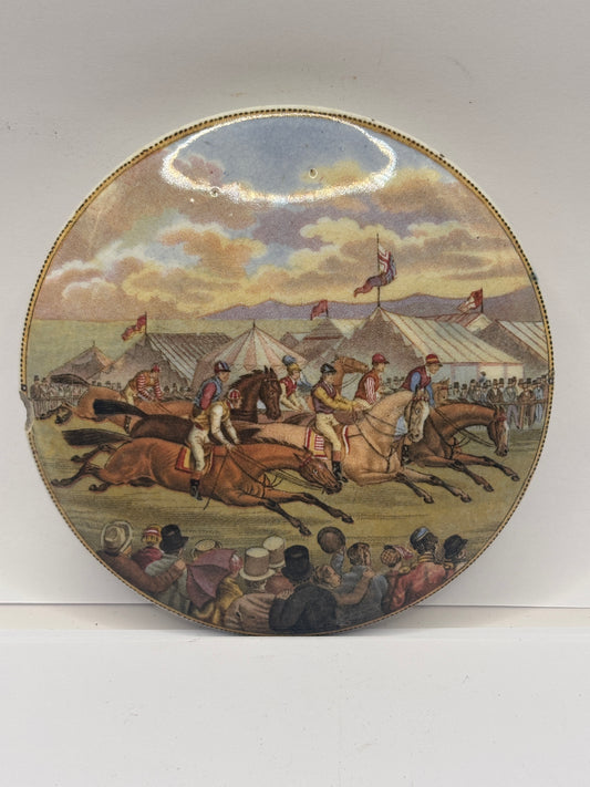 Old Prattware lid, Derby day