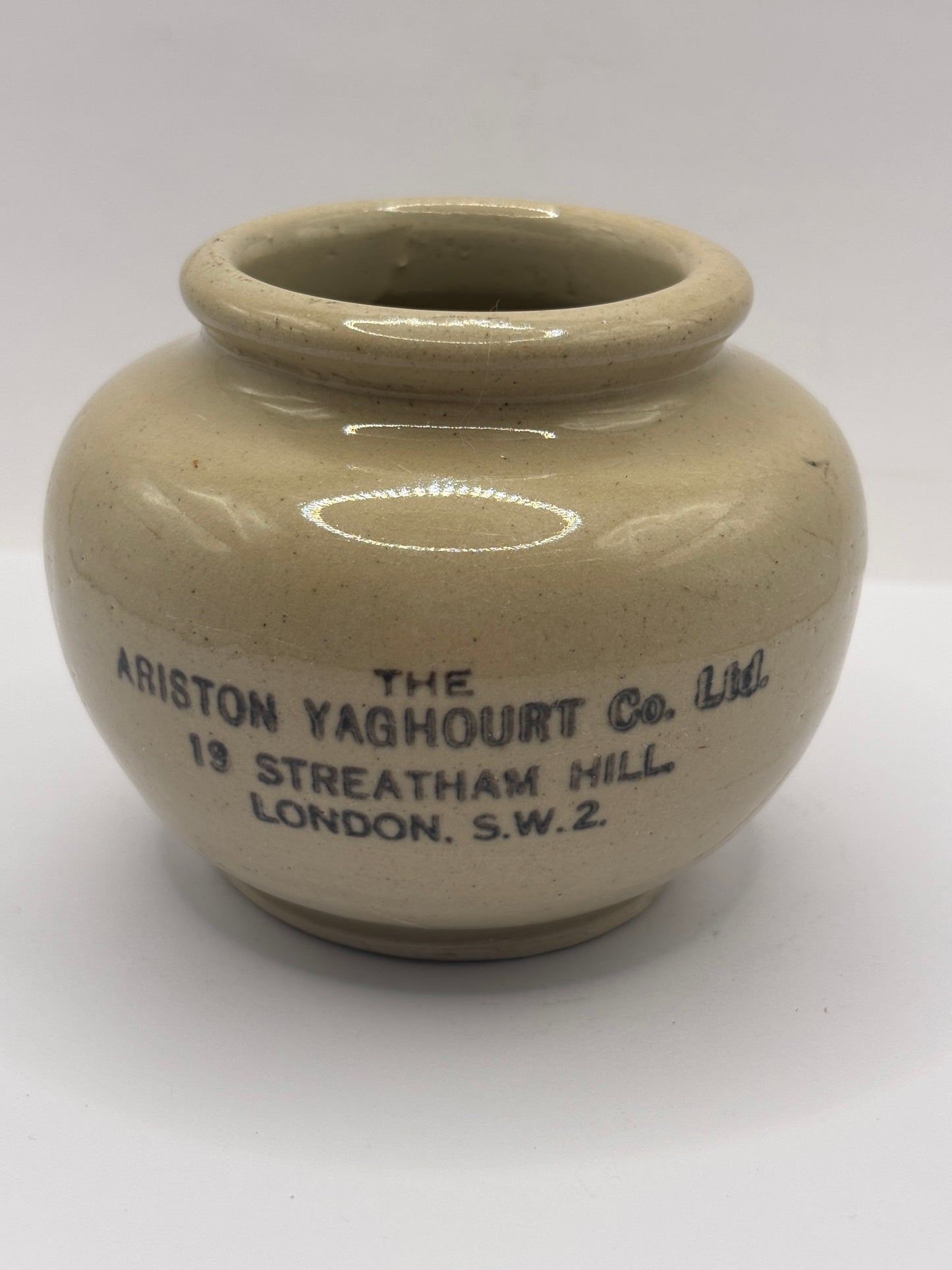 Old advertising jar, The Ariston Yaghourt Co London