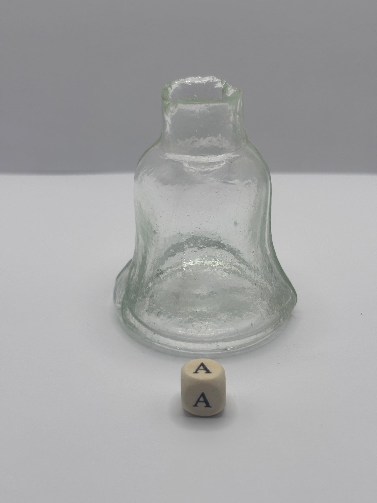 Old aqua glass bell ink, inkwell (a)