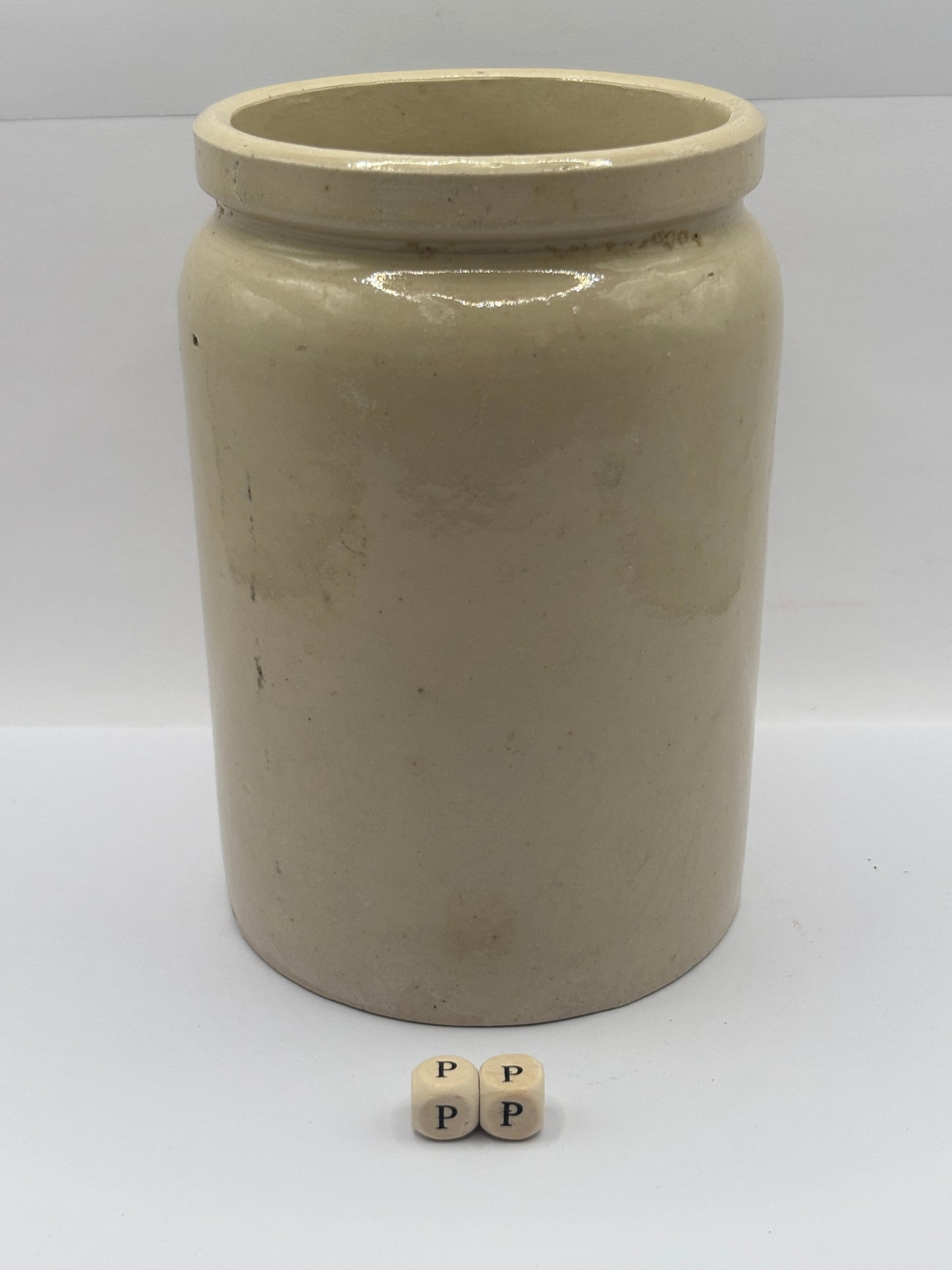Old 2lb rolled top stoneware jam pot (PP)