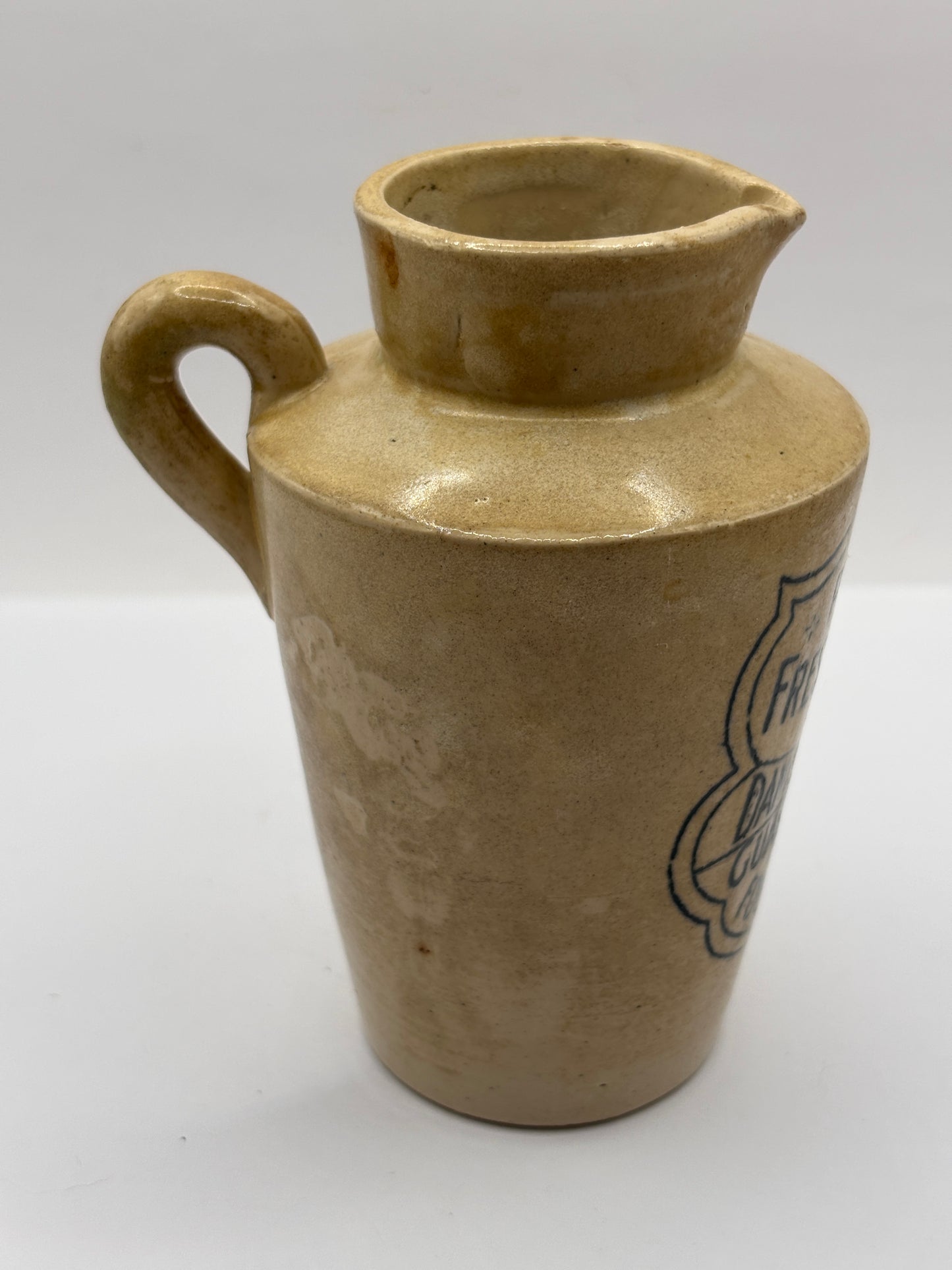 Old advertising cream pot, Pure fresh cream Danish dairy Co. Handled