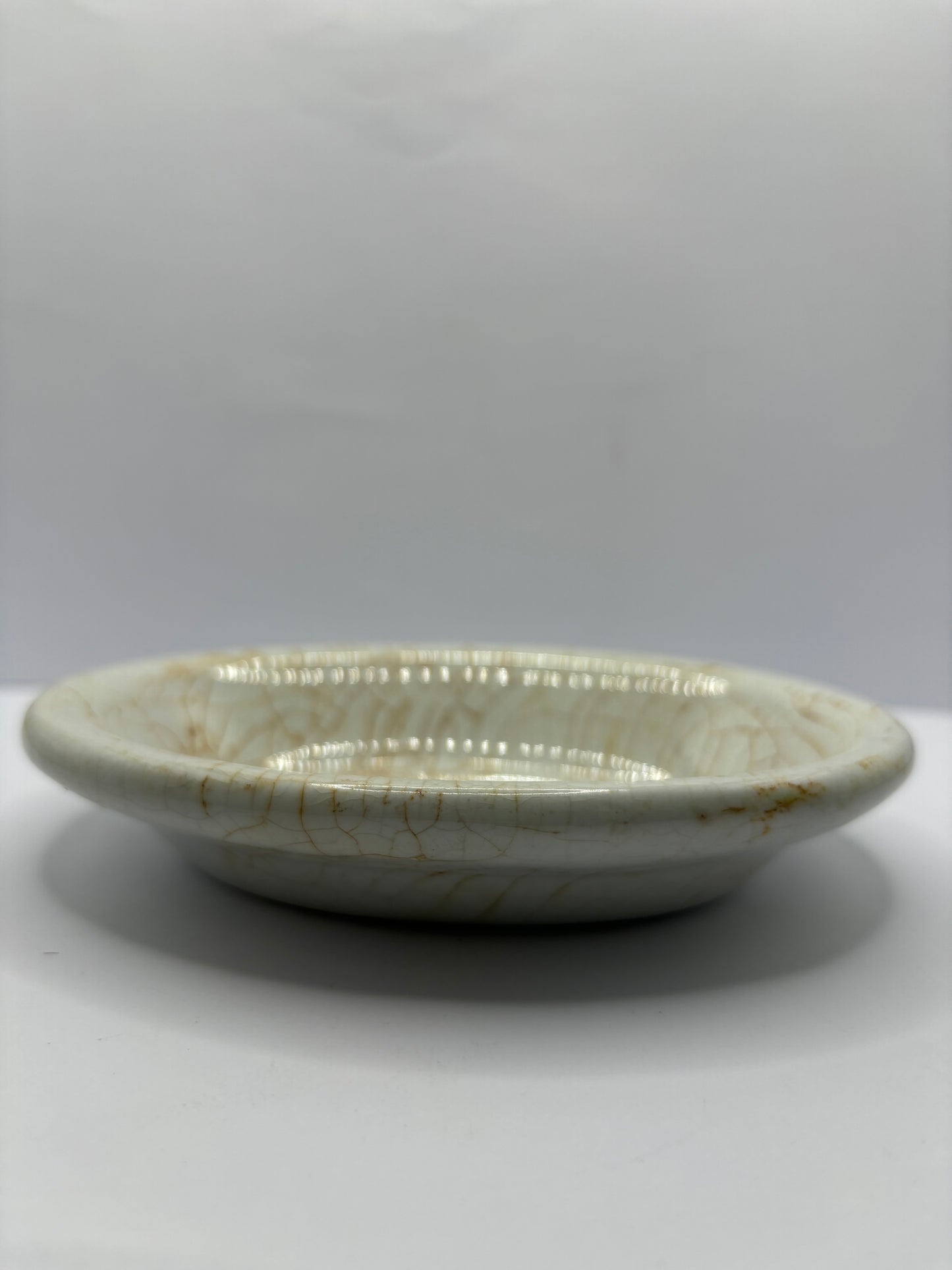 Small ironstone dish, stained & crazed