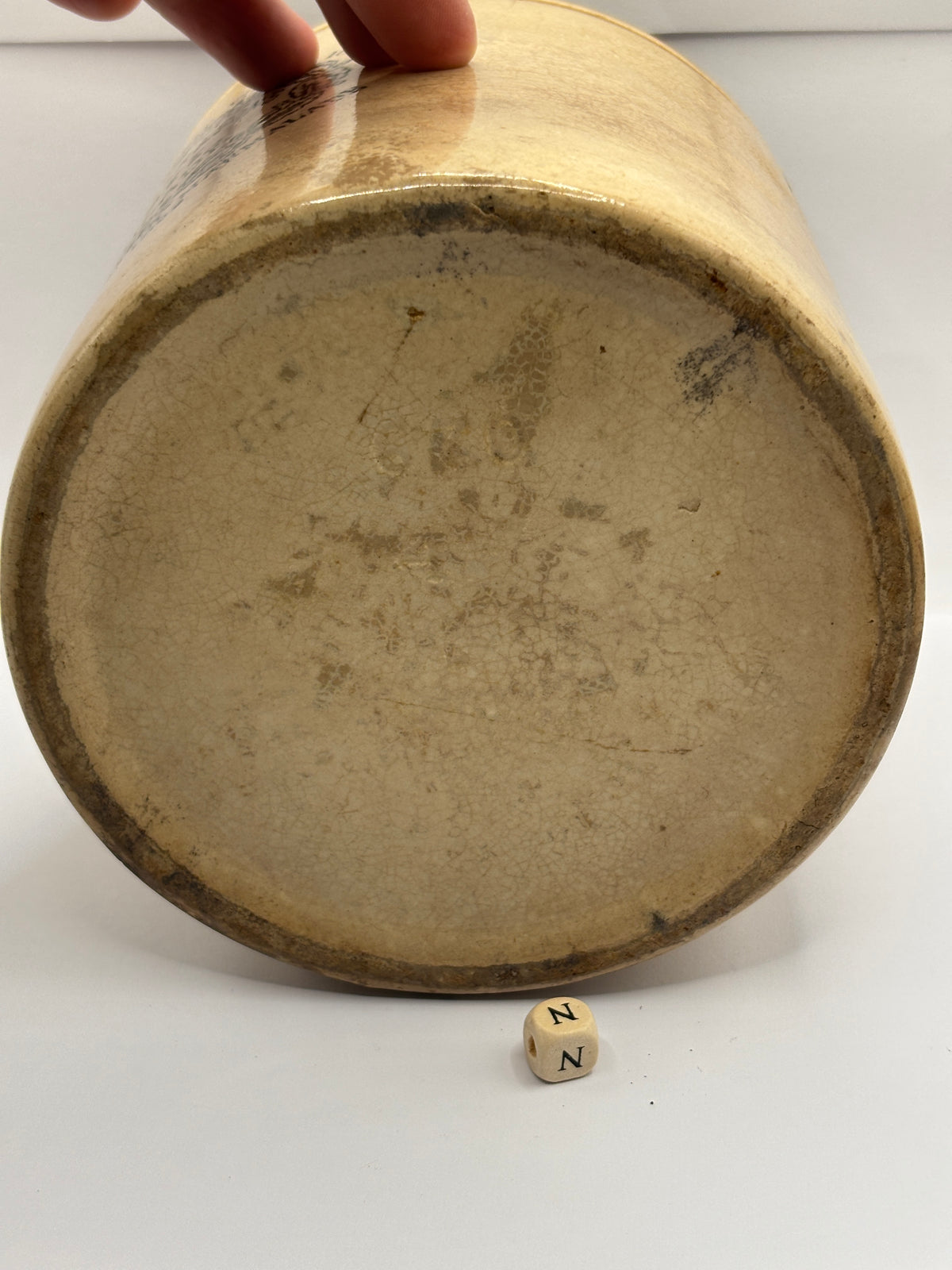 Old large rare 4lb stoneware marmalade pot, James Keiller Dundee marmalade (N)