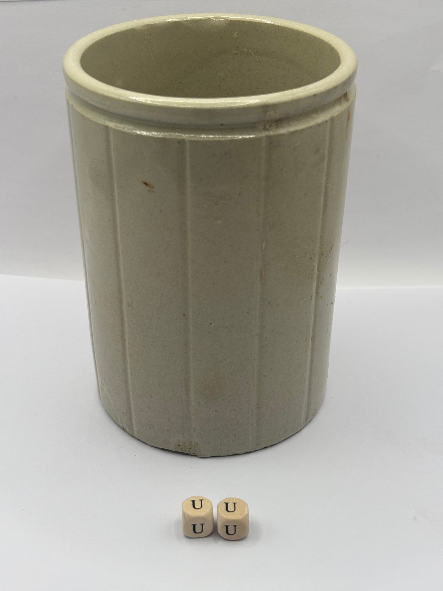 Old 2lb ribbed stoneware jam pot (UU) cooperative wholesale society