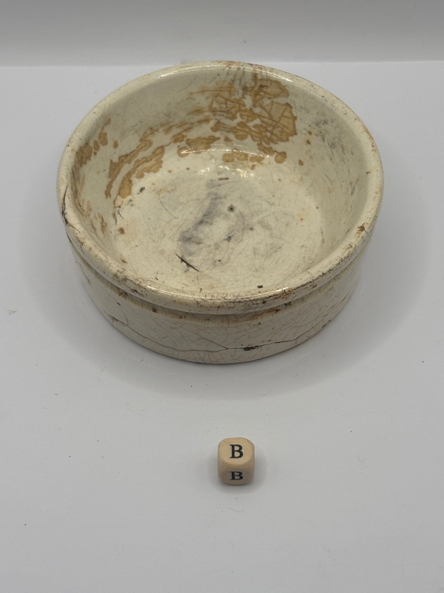 Old plain stoneware meat paste pot, potted meat (B)