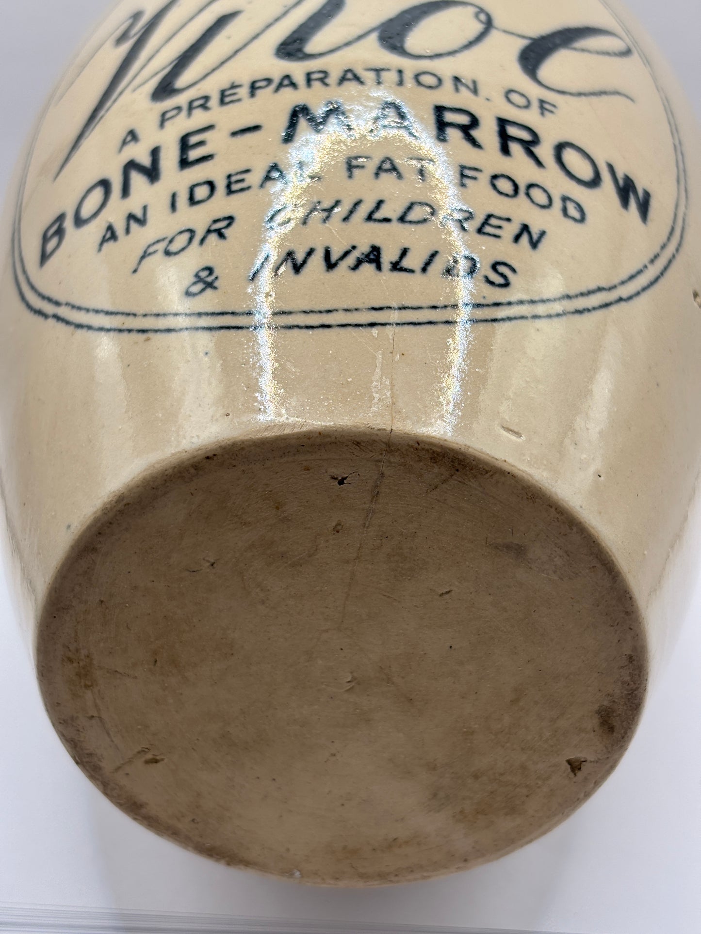 Old large 9 inch stoneware advertising Virol jar