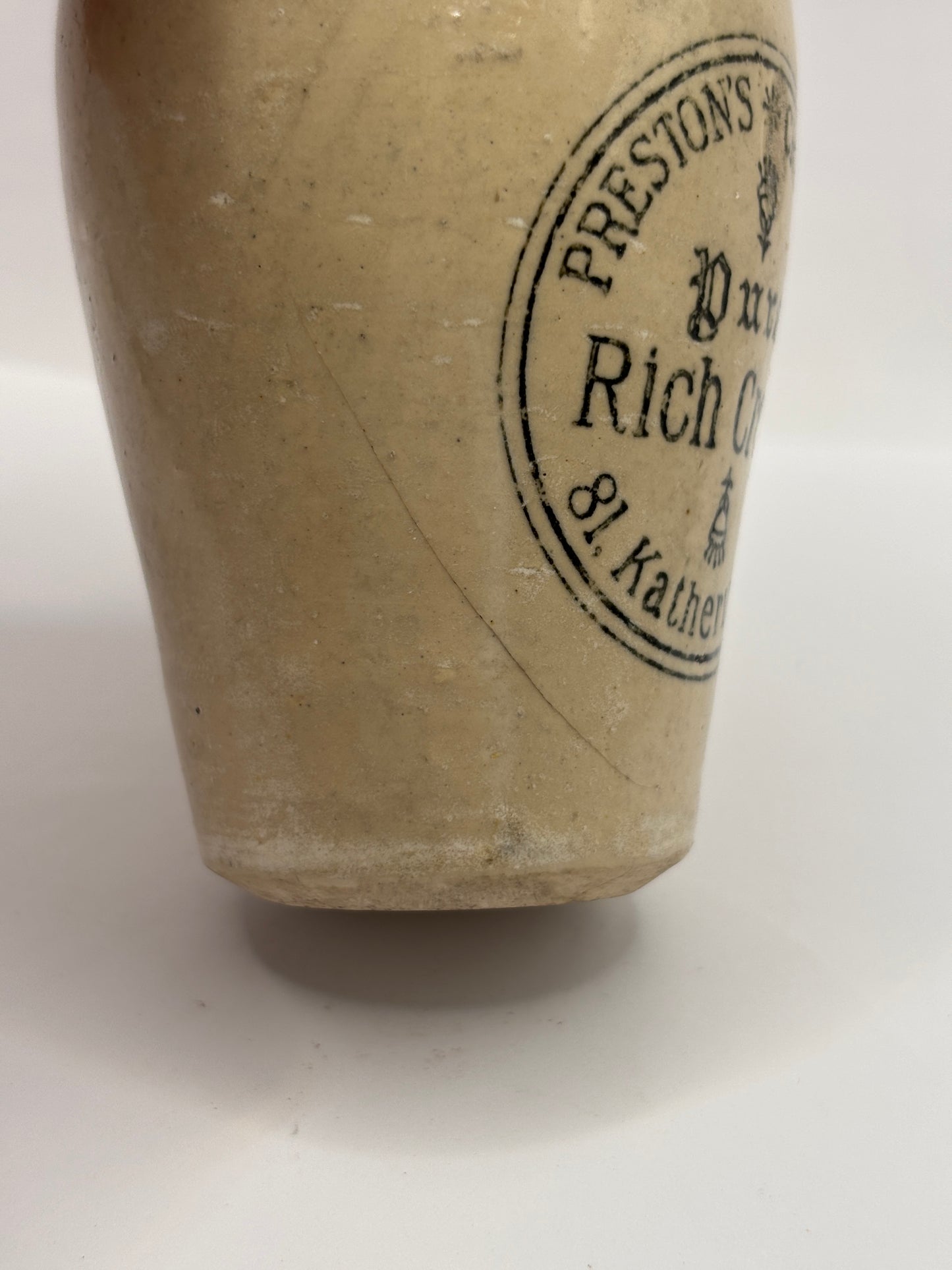 Old rare advertising cream pot, Prestons Creamery pure rich cream 9.5cms