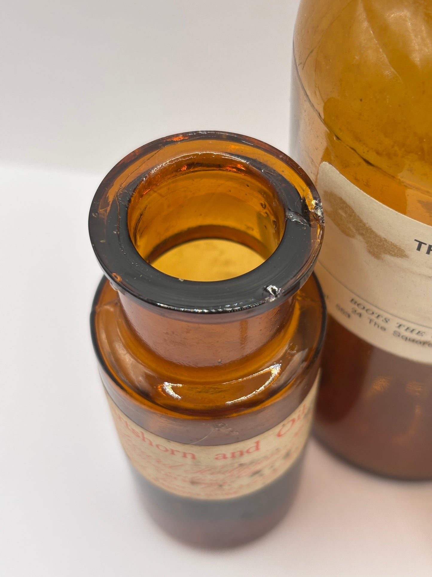 3 old chemist bottles with added labels (B)