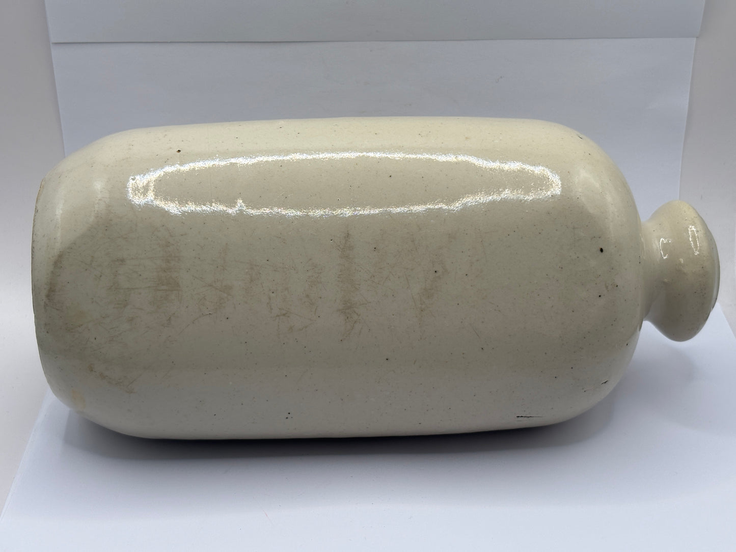 Old stoneware bed warmer/ foot warmer. Doultons improved foot warmer