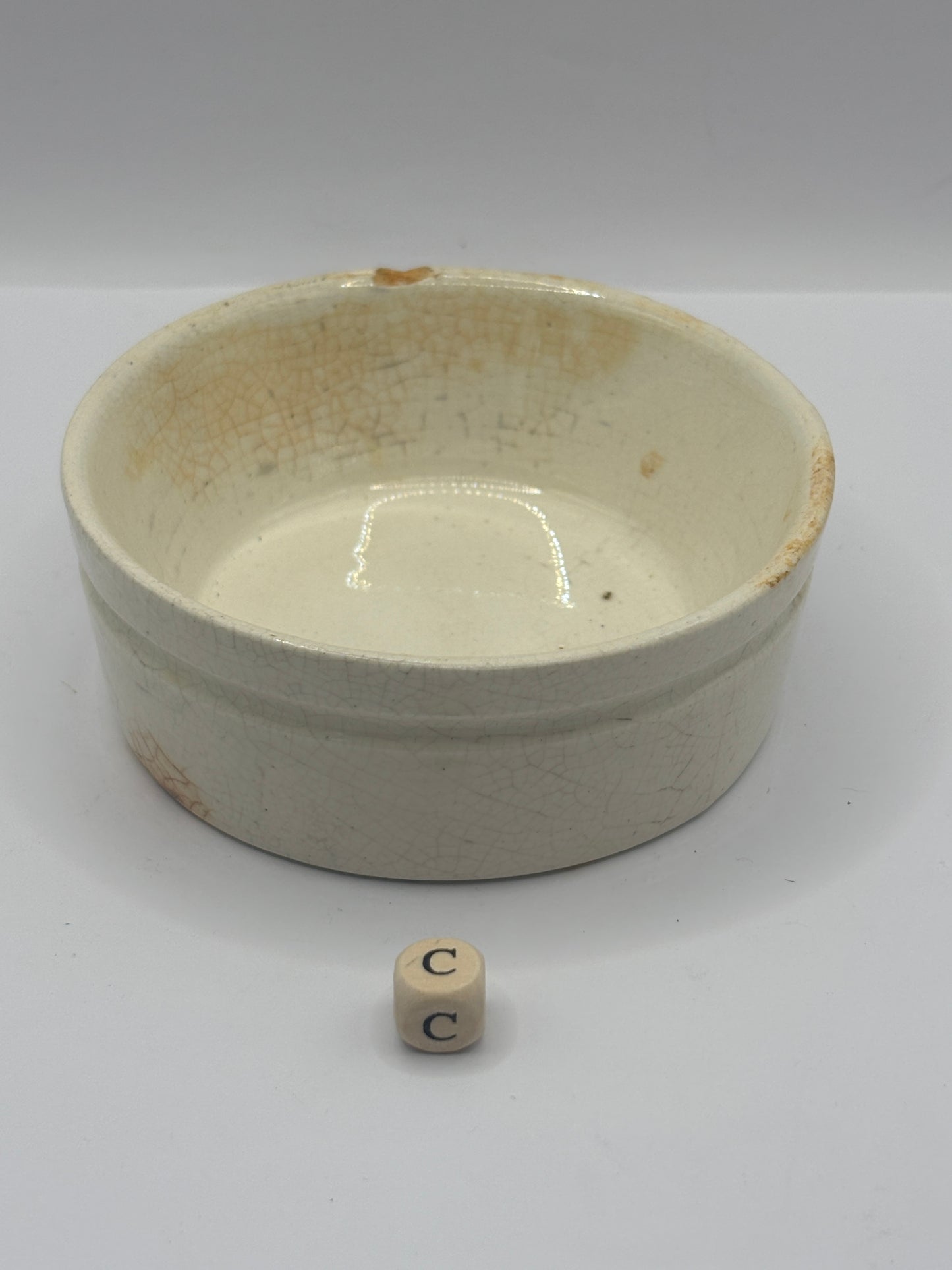 Old plain stoneware meat paste pot, potted meat (c)