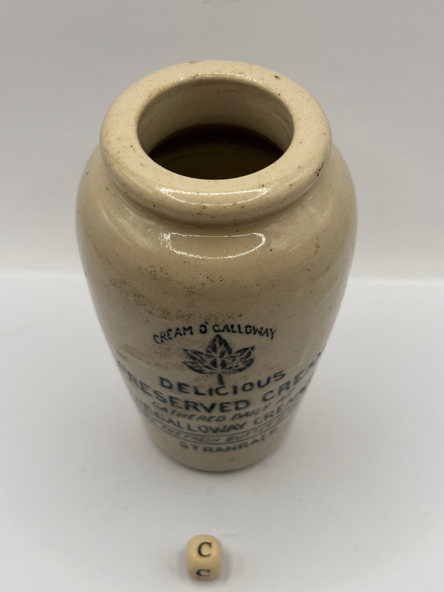 Old advertising cream pot, Galloway creamery Stranraer (c)