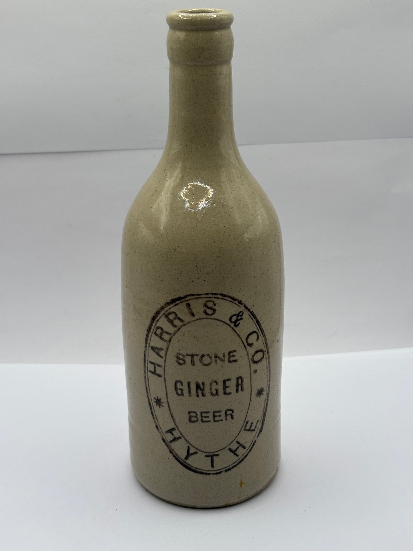 Old white stoneware ginger beer bottle, Harris & Co
