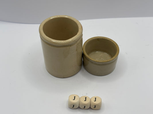 2 small stoneware pots (JJJ)