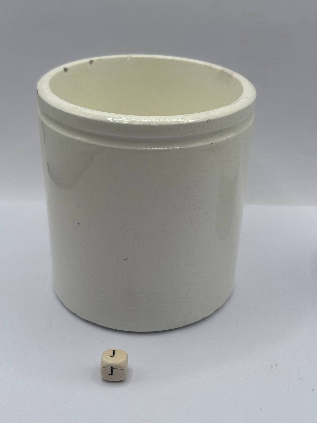 Old 1lb stoneware marmalade pot, James Keiller Dundee marmalade (J)