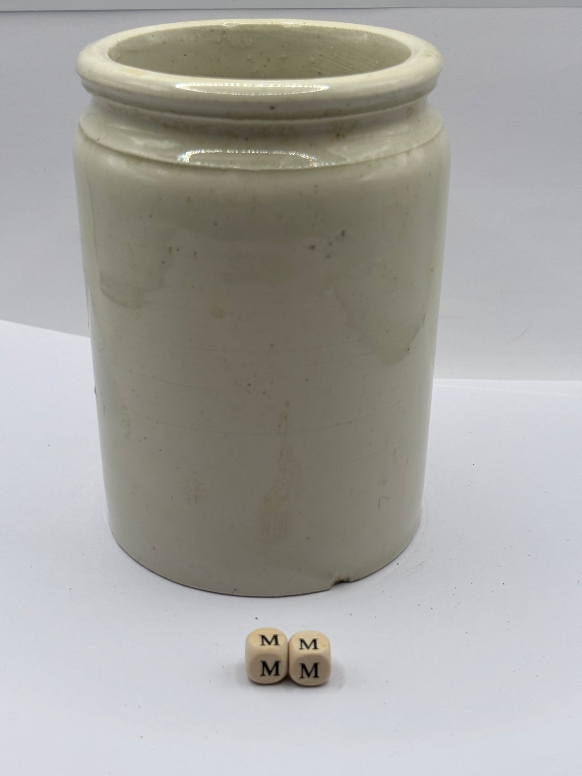 Old 2lb rolled top stoneware jam pot (mm)