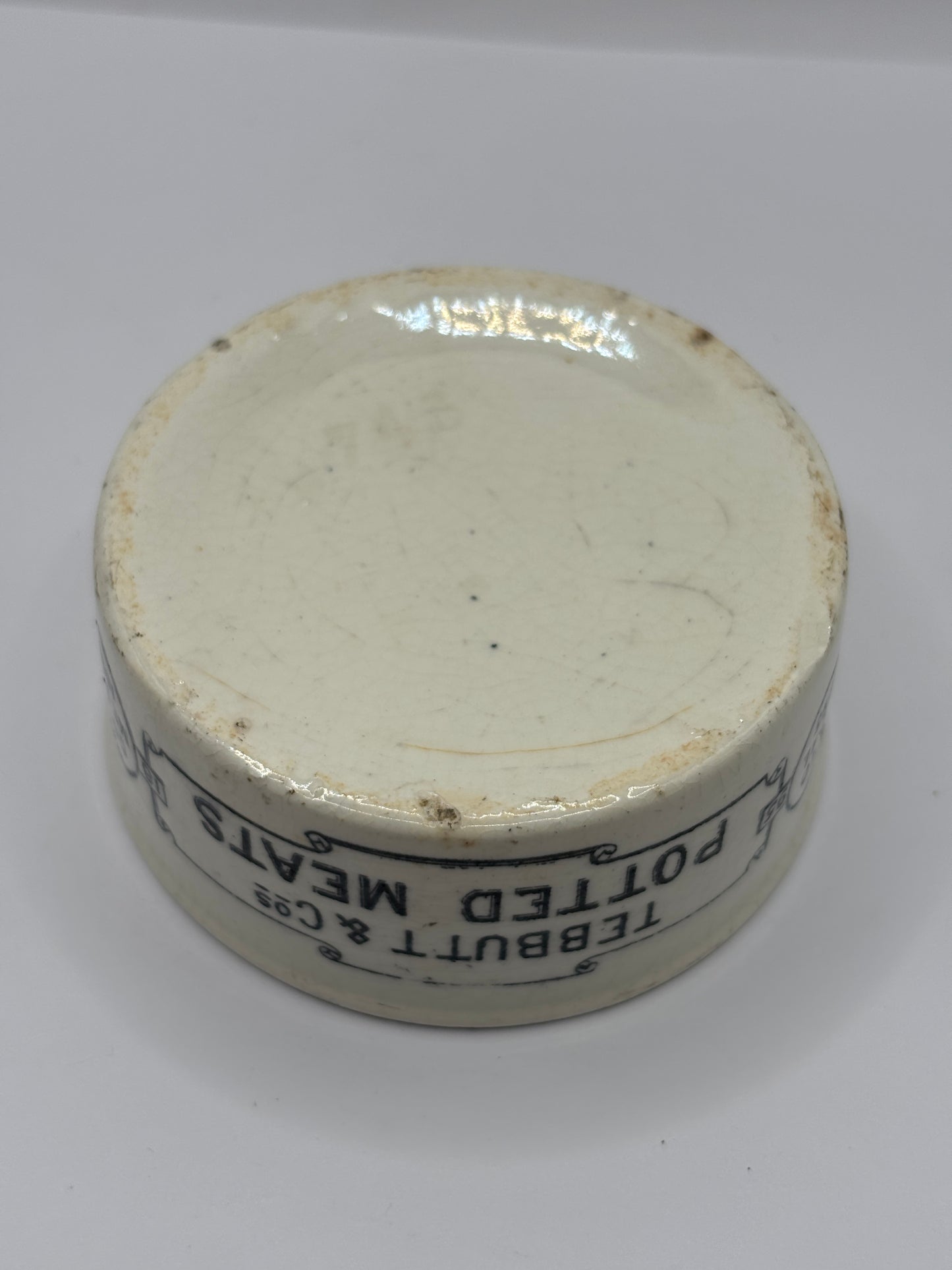 Old advertising meat paste pot. Tebbutt & Cos potted meats