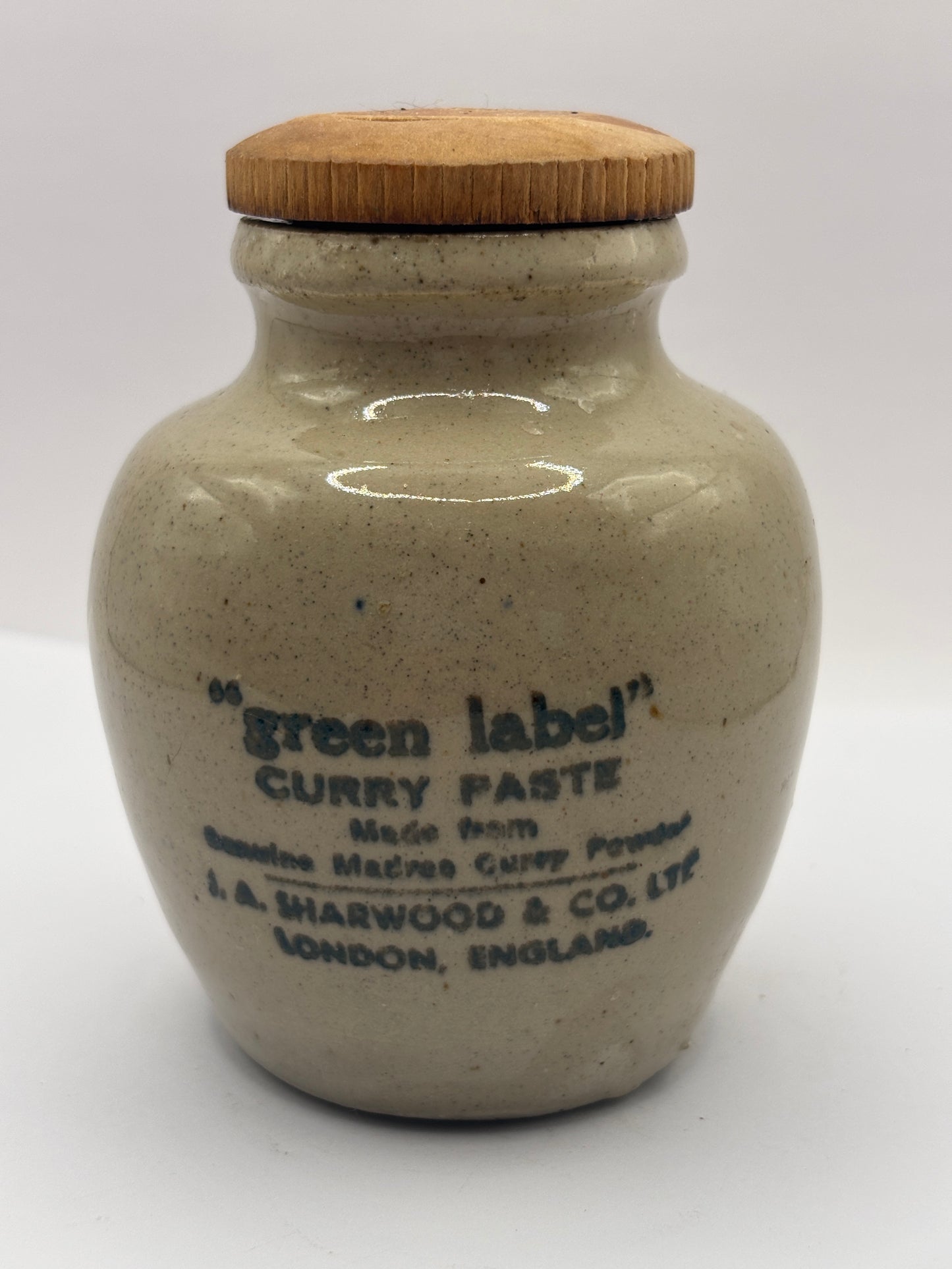 Old green label curry paste jar with original lid