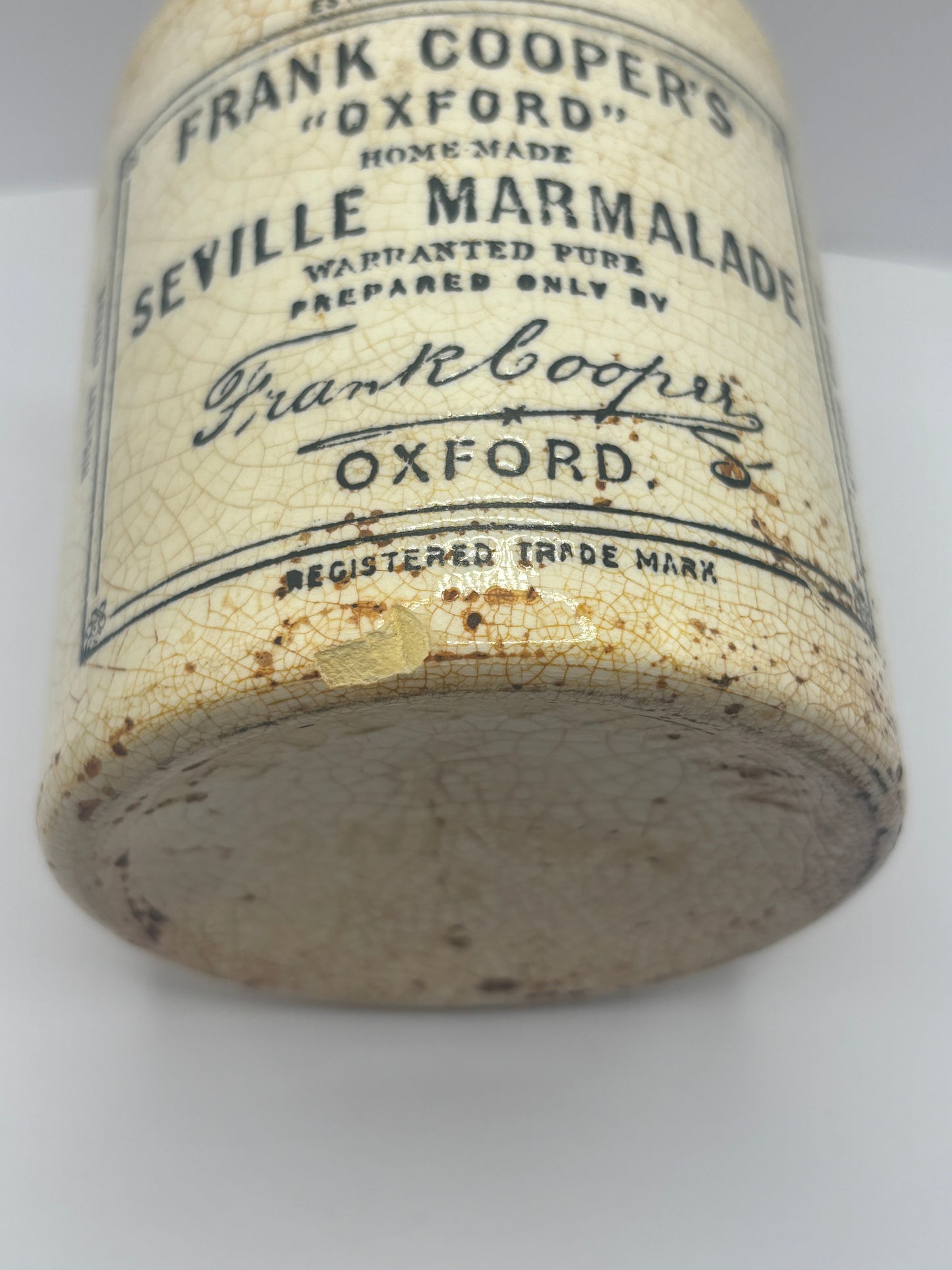 1lb Frank coopers marmalade jar, stained & crazed