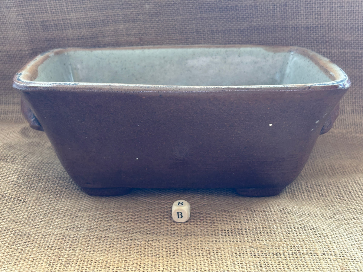Old brown salt glaze stoneware pie dish (B)