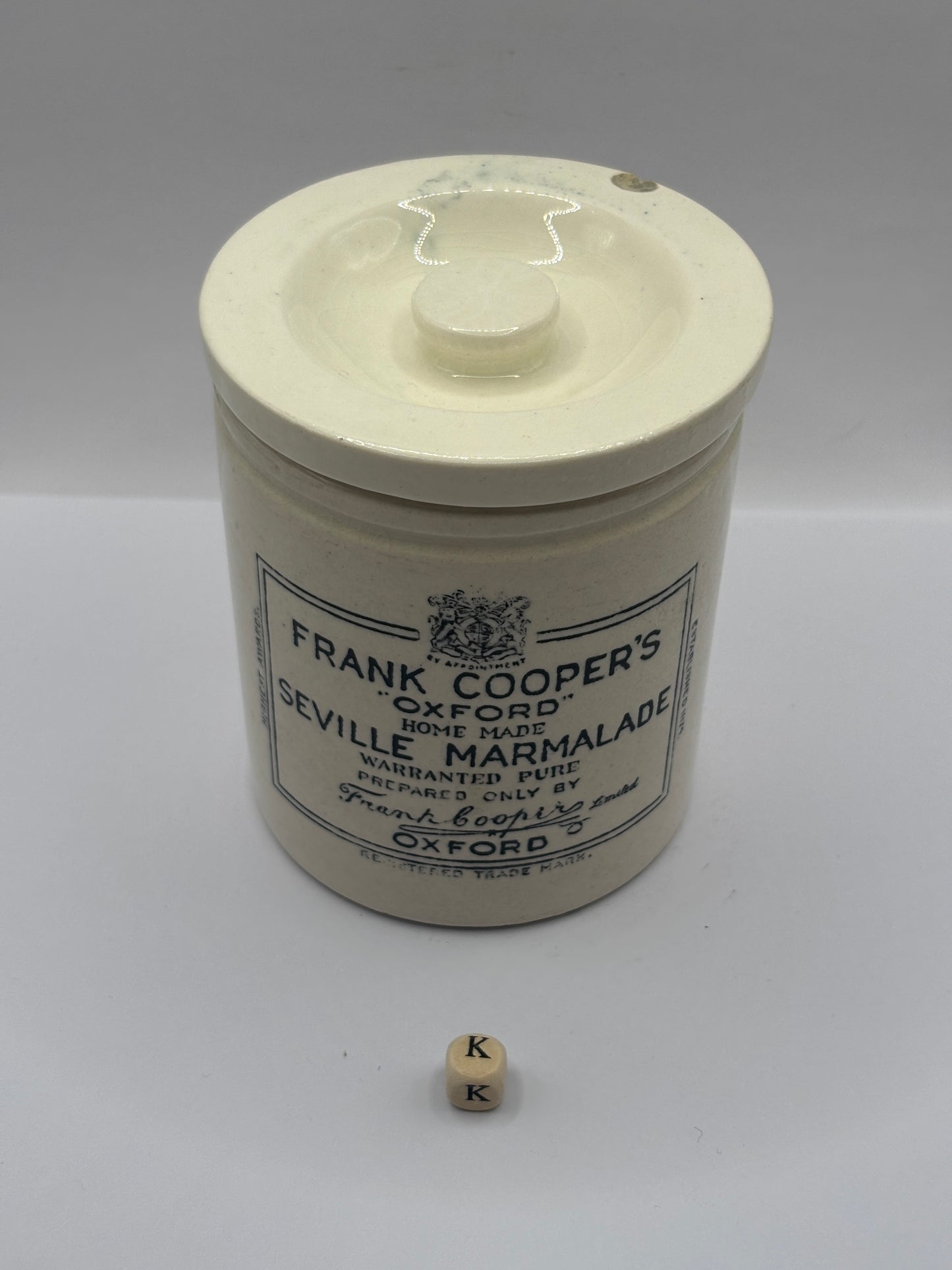 Old 1lb Frank Cooper marmalade Jar with lid (K)