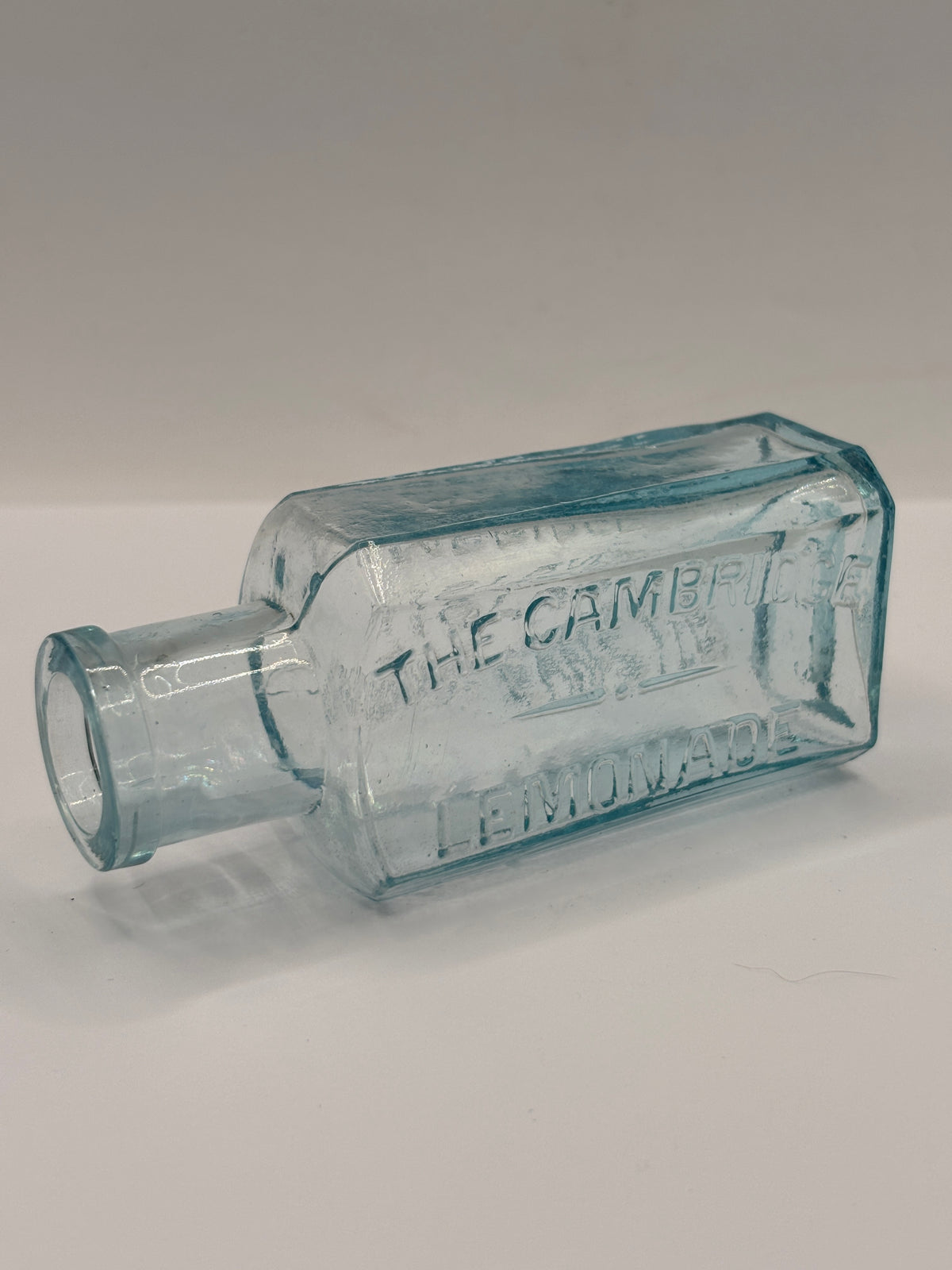 Old aqua glass advertising bottle, Chivers Lemonade