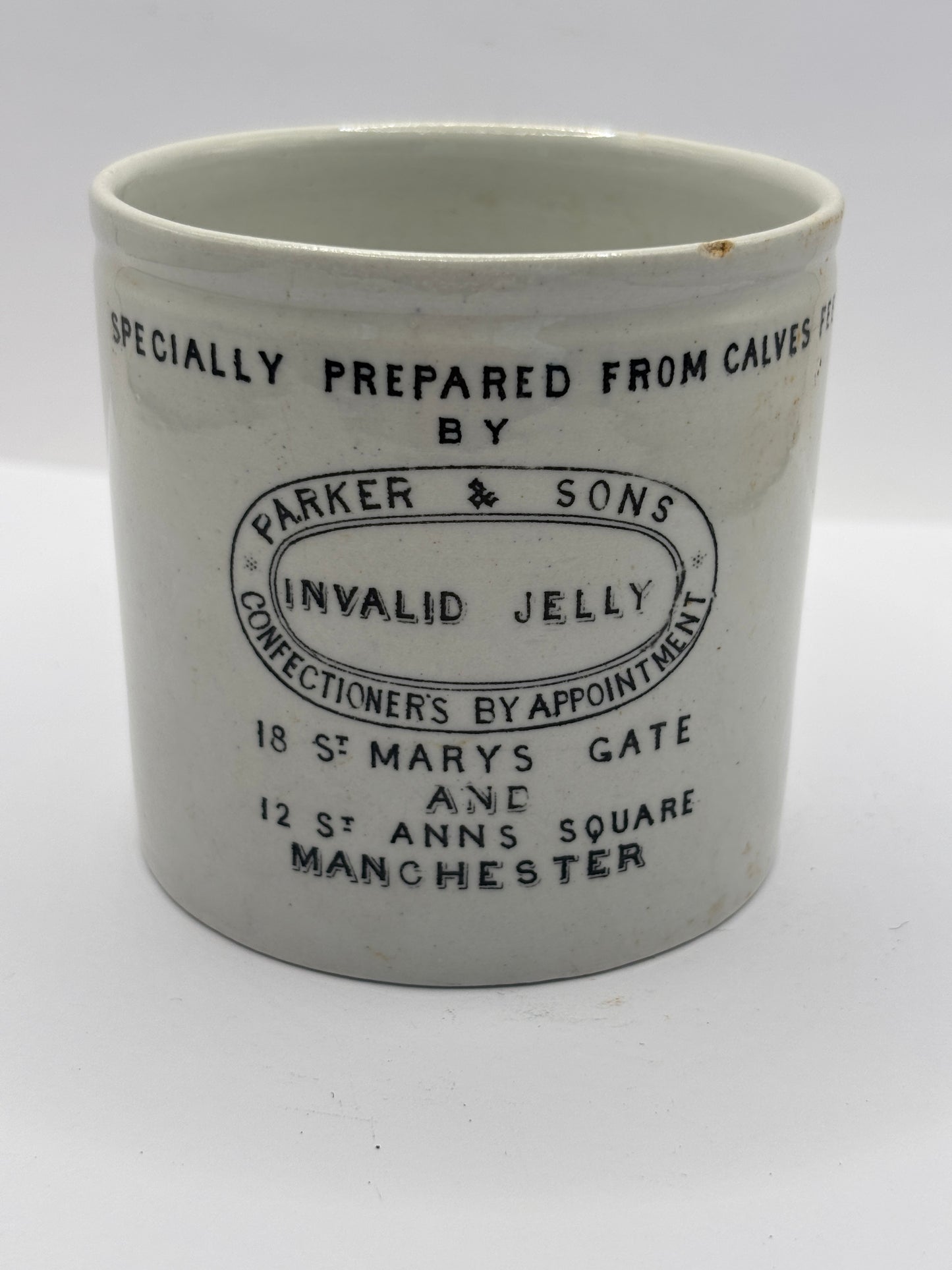 Old advertising jar, Parler & Sons Invalid Jelly