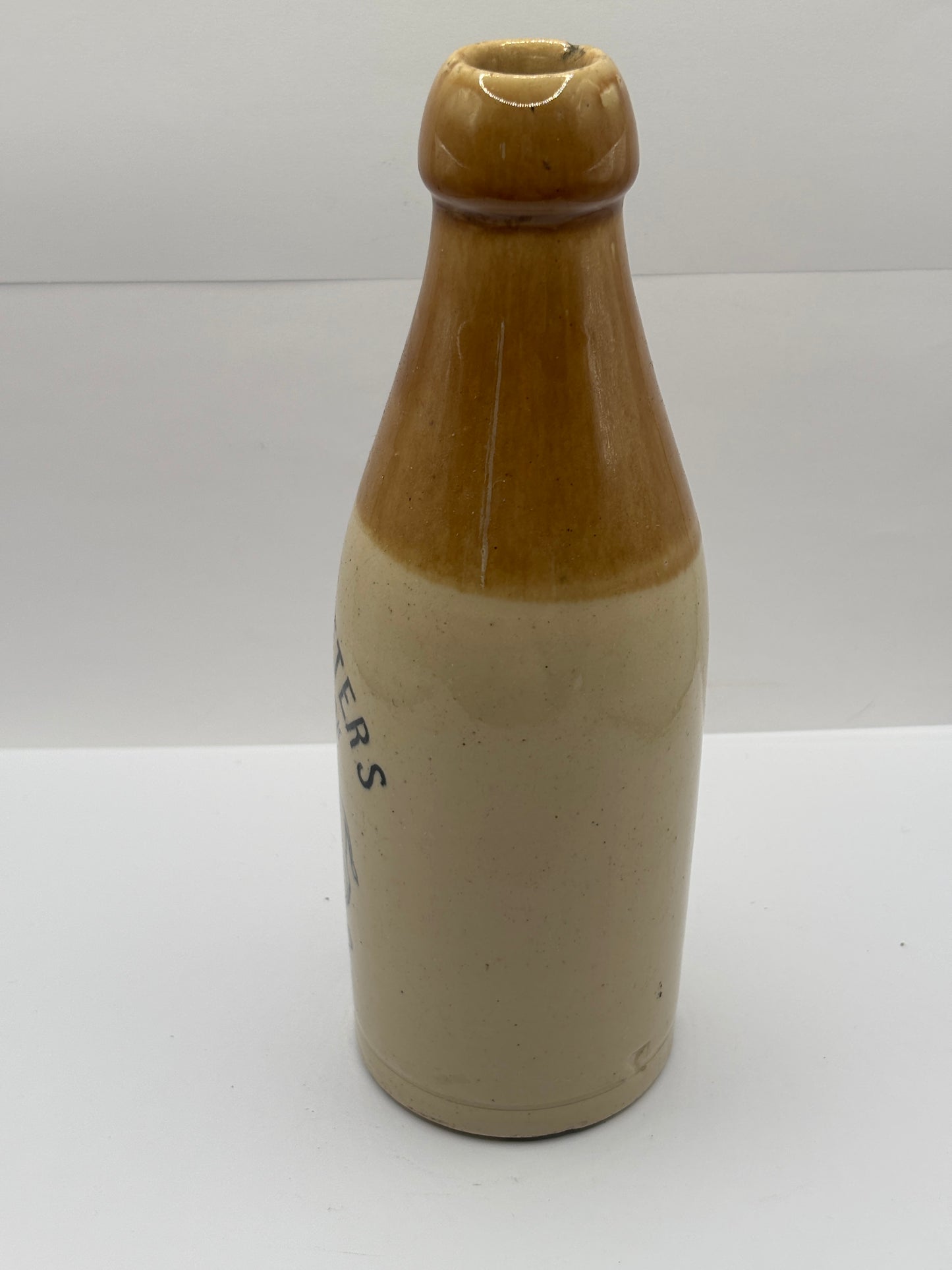 Old stoneware ginger beer bottle, damaged. Julius Peters, Hull