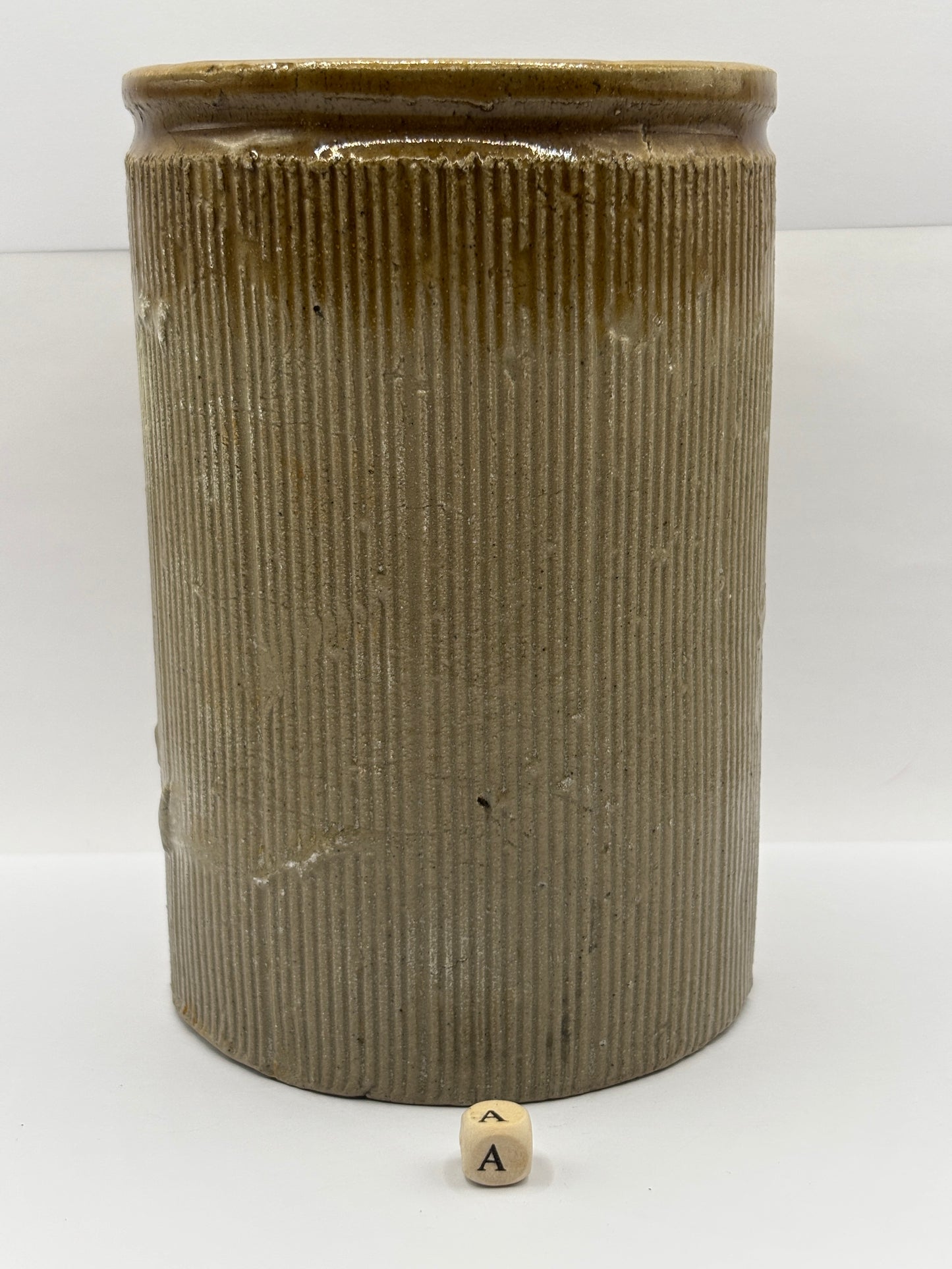 Old large 3lb brown top stoneware jam & marmalade pot (a)