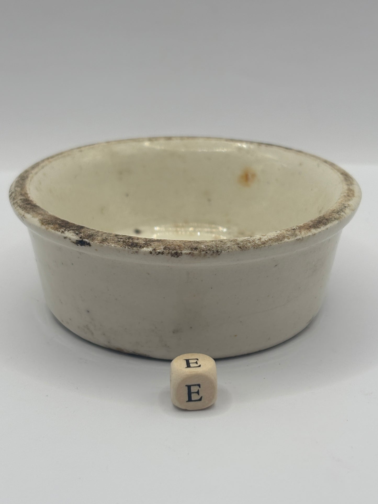 Old plain stoneware meat paste pot, potted meat (e)